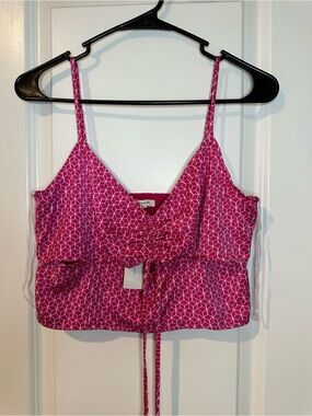American Eagle Outfitters Fuchsia Geometric Tie-Front Cami